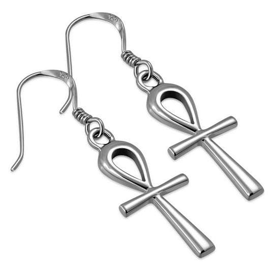 Egyptian ankh Cross Sterling Silver Earrings 