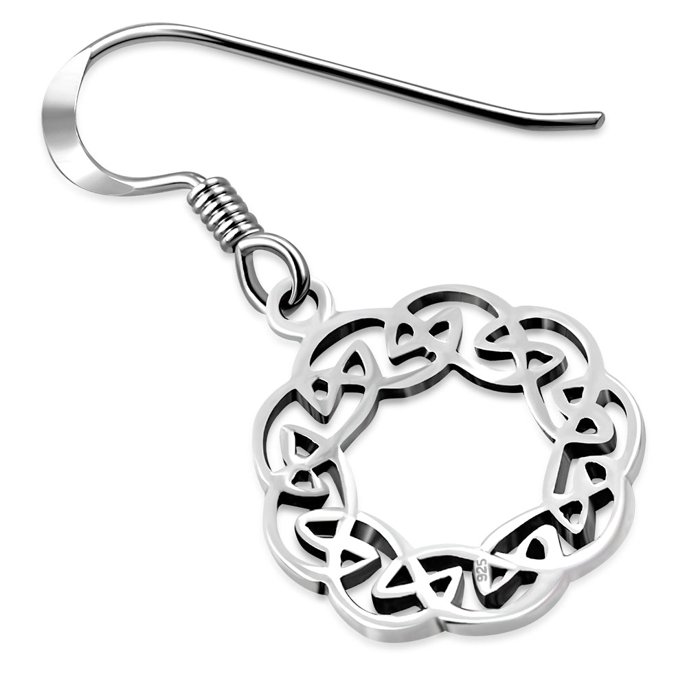 Round Plain Silver Celtic Knot Earrings