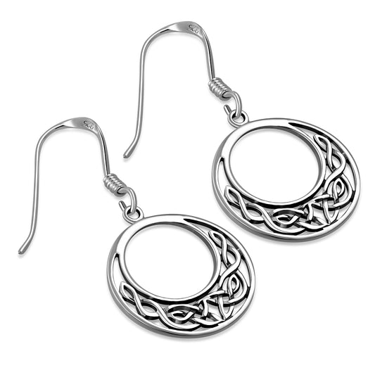 Round Celtic Knot Plain Sterling Silver Earrings