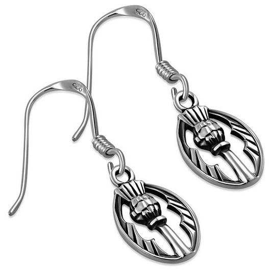 Scottish Thistle Sterling Silver Earrings 