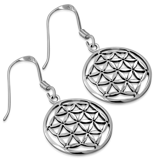 Small Flower of Life Silver Earrings
