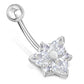 Clear CZ Triangle Silver Belly Ring