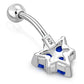Blue Sapphire CZ Triangle Silver Belly Ring