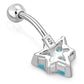 Blue Topaz CZ Triangle Silver Belly Ring