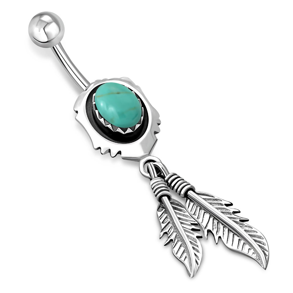 Native American Belly Button Navel Ring w Turquoise
