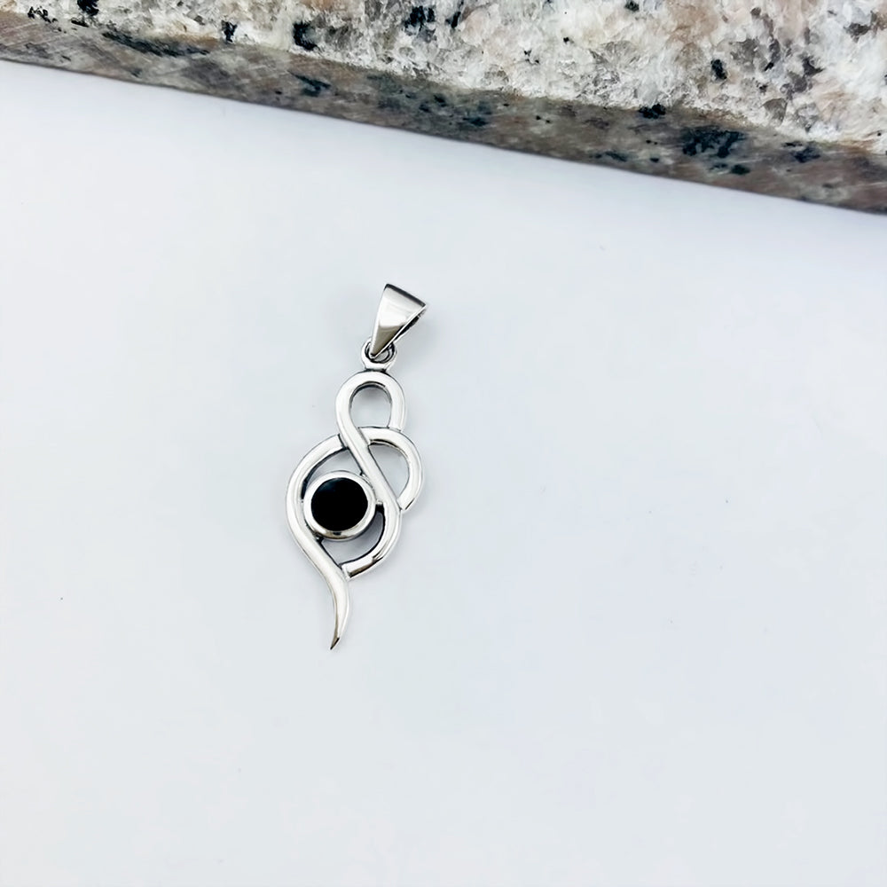 Black Onyx Small Silver Pendant