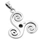 Black Onyx Triskele Triskelion Triple Archimedean Spiral Celtic Silver Pendant