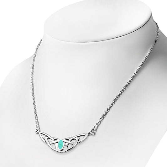 Turquoise Celtic Knot Sterling Silver Necklace 42cm / 16.5 Inch