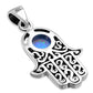 Synthetic Blue Opal Hamsa Silver Pendant