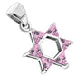 Tiny Star of David Silver Pendant set w/ Pink CZ