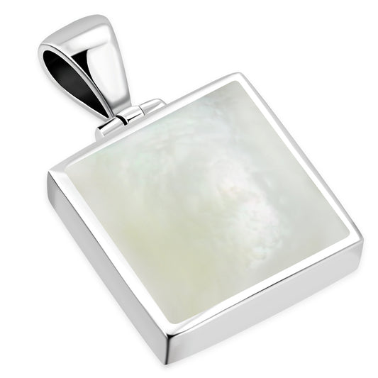 Mother of Pearl Square Sterling Silver Pendant