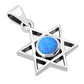 Small Synthetic Blue Opal Star of David Silver Pendant