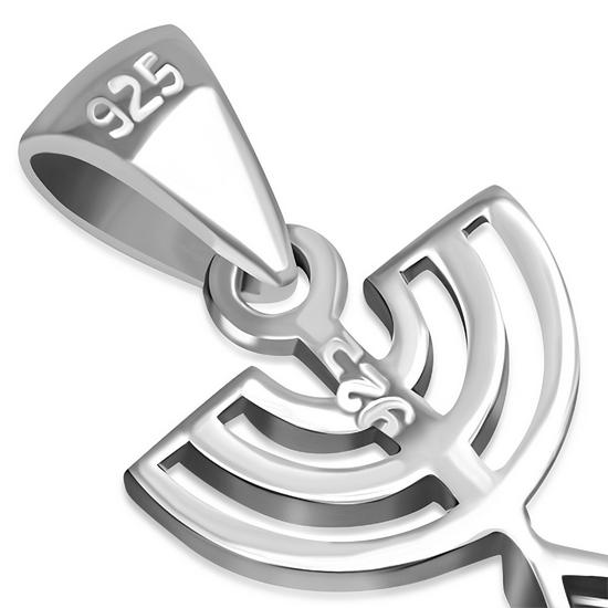 Garnet CZ Messianic Seal of Jerusalem Silver Pendant