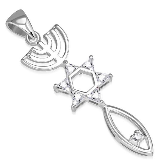 Clear CZ Messianic Grafted In Pendant 
