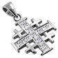 Small Clear CZ Jerusalem Cross Silver Pendant