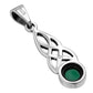 Green Agate Celtic Knot Small Silver Pendant