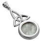 Long Trinity Knot Mother of Pearl Silver Pendant