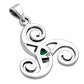 Green Agate Celtic Triskele Triple Spiral Silver Pendant