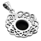 Black Onyx Celtic Knot Shamrock leaves Silver Pendant