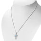 Synthetic Blue Opal Cross Celtic Knot Silver Pendant