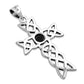 Black Onyx Celtic Knot Cross Silver Pendant