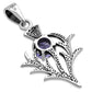 Small Silver Thistle Pendant set w/ Faceted Amethyst Stone