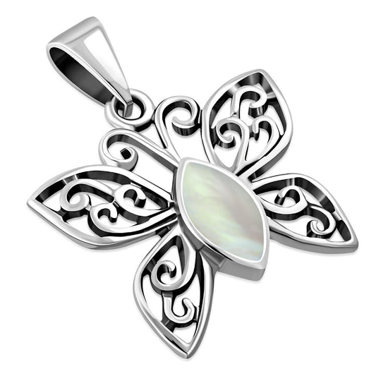 Butterfly Silver Pendant w/ Mother of Pearl.