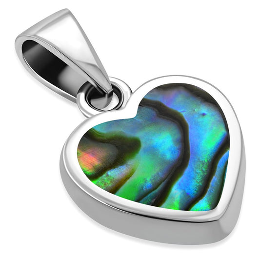 Abalone Shell Heart Sterling Silver Pendant