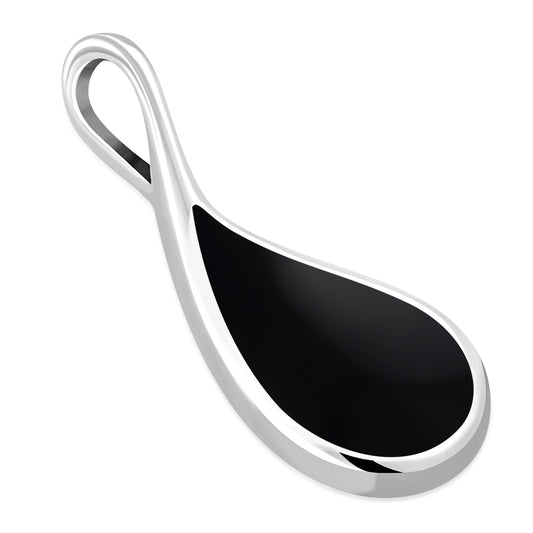 Black Onyx Drop Silver Pendant