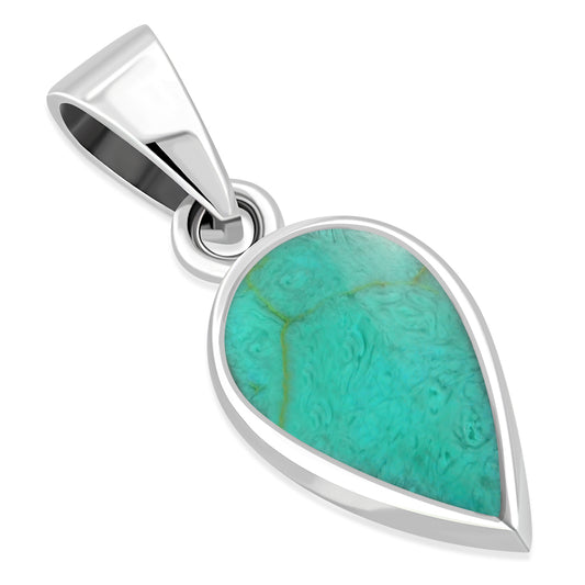 Turquoise Pear Shaped Drop Silver Pendant 