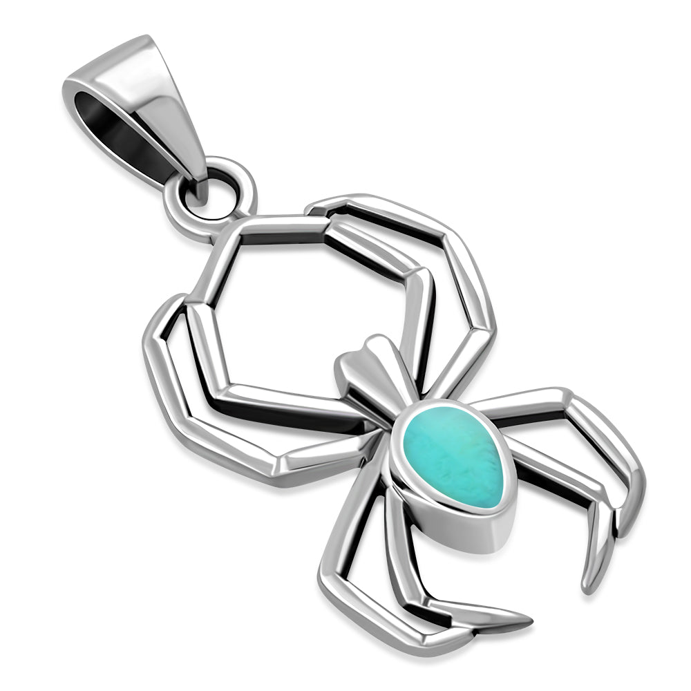 Turquoise Spider Sterling Silver Pendant 