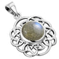 Round Celtic Knot Silver Pendant set w/ Labradorite