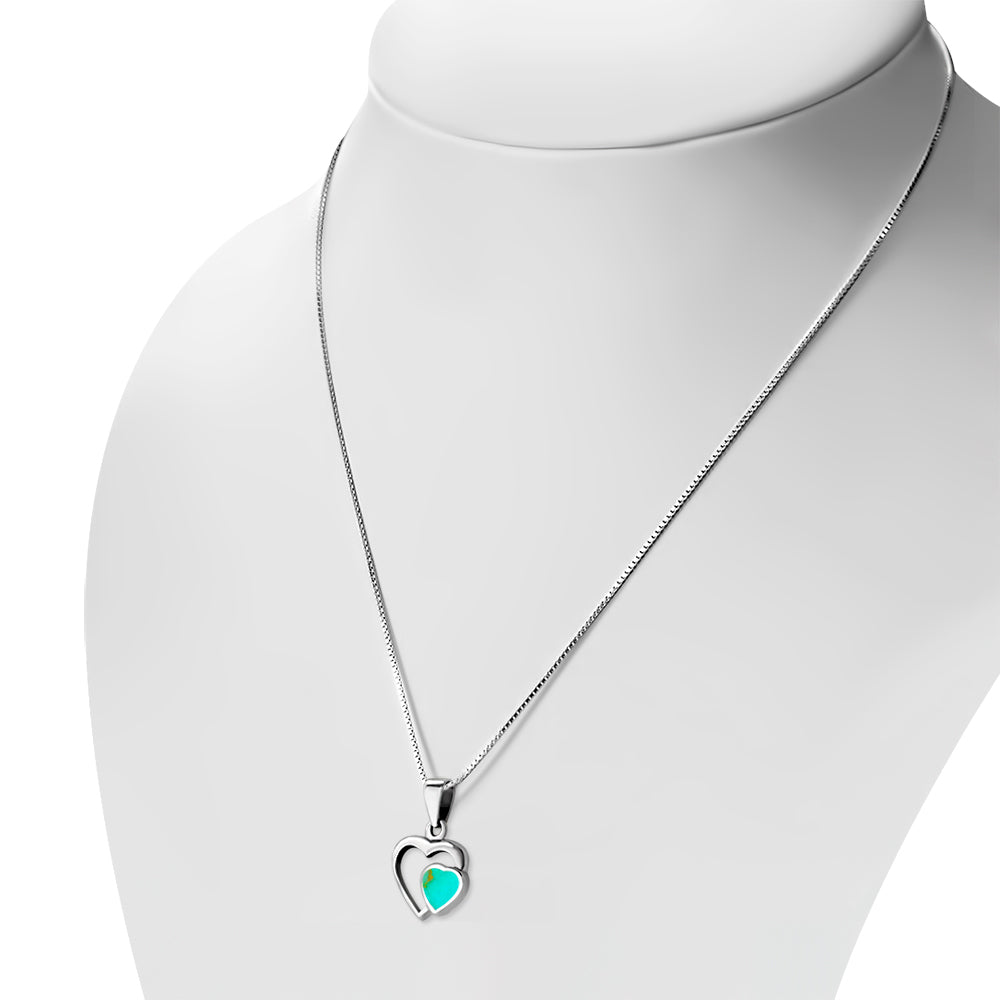 Turquoise Hearts Sterling Silver Pendant
