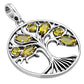 Citrine stone Tree of Life Sterling Silver Pendant 