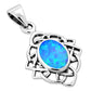 Synthetic Azure Opal Celtic Knot Silver Pendant 