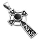 Black Onyx Celtic Infinity Knot Cross Silver Pendant 