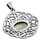 Mother Of Pearl Shell Oval Celtic Knot Silver Pendant