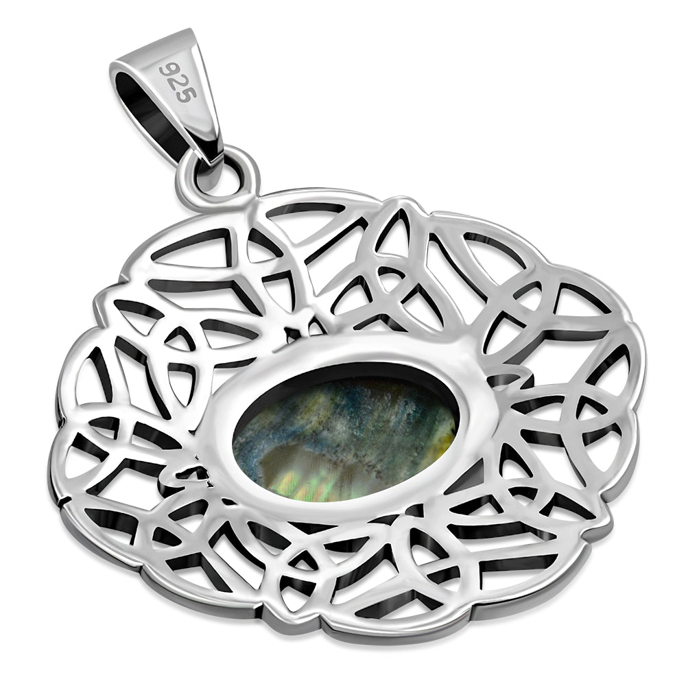 Abalone Shell Oval Celtic Knot Silver Pendant