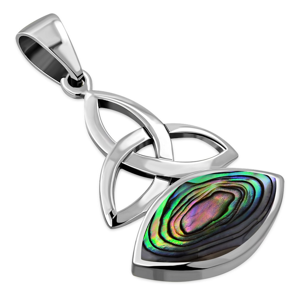 Abalone Shell Trinity Knot Sterling Silver Pendant