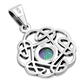 Small Synthetic Azure Blue Opal Round Celtic Knot Silver Pendant