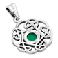 Small Green Agate Round Celtic Knot Silver Pendant