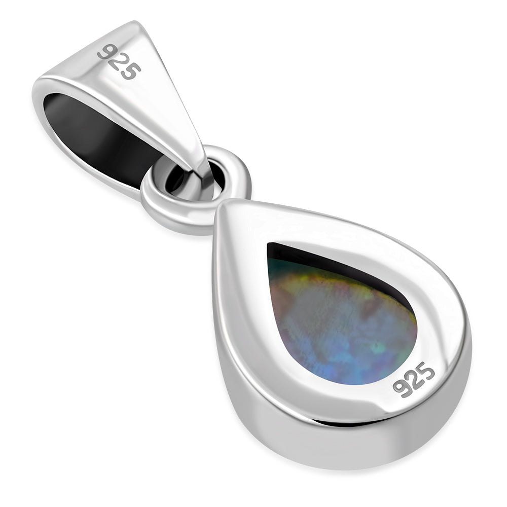 Synthetic Azure Blue Opal Sterling Silver Drop Pendant