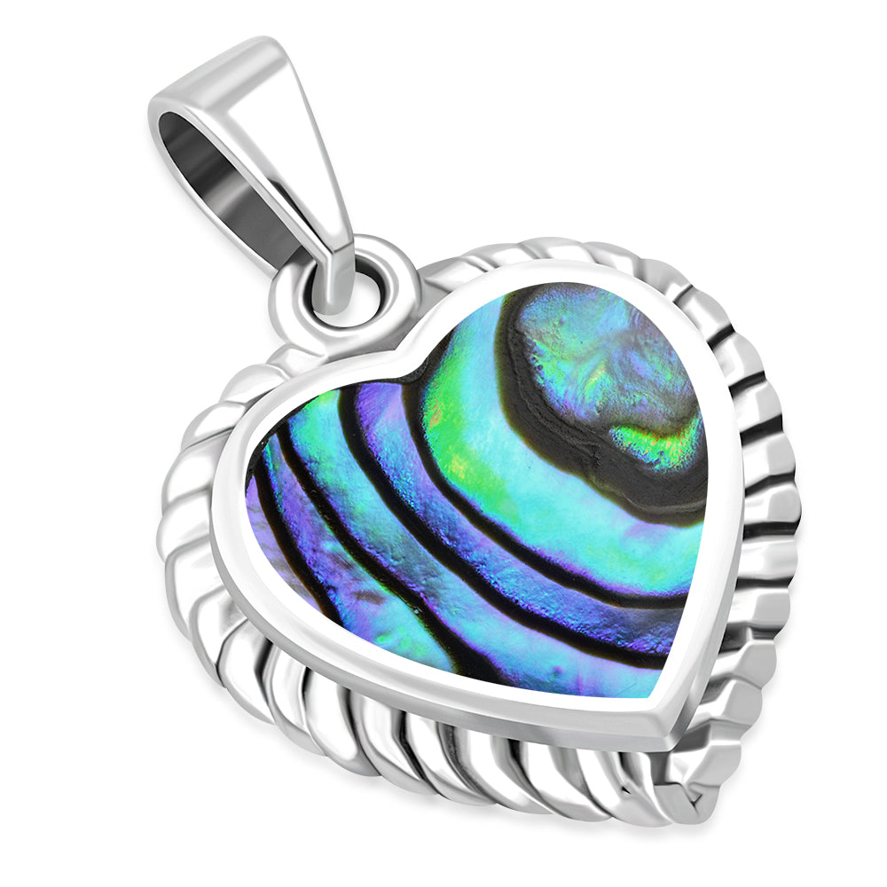 Abalone Heart Ethnic Silver Pendant 