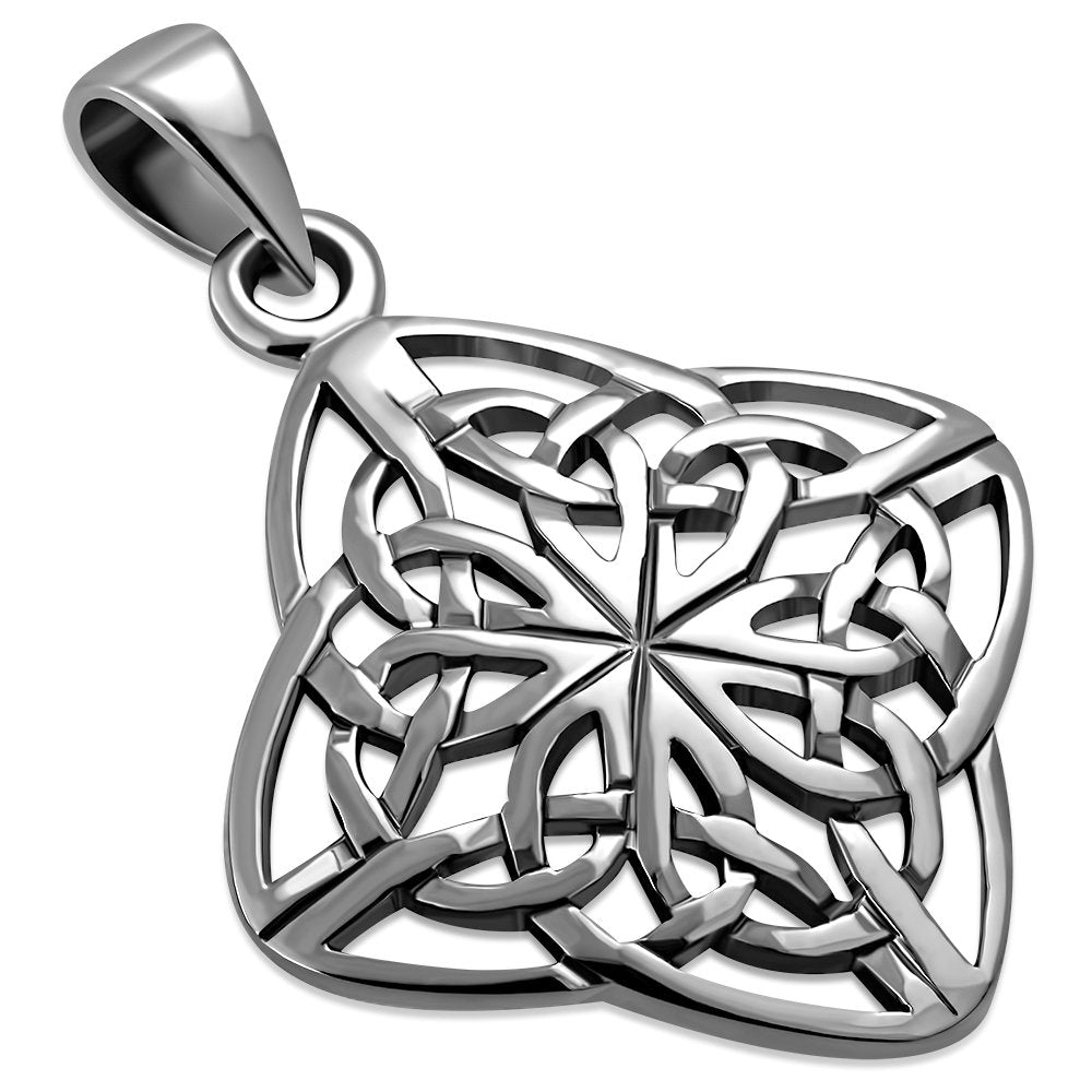 Rhombus Shaped Celtic Knot Silver Pendant