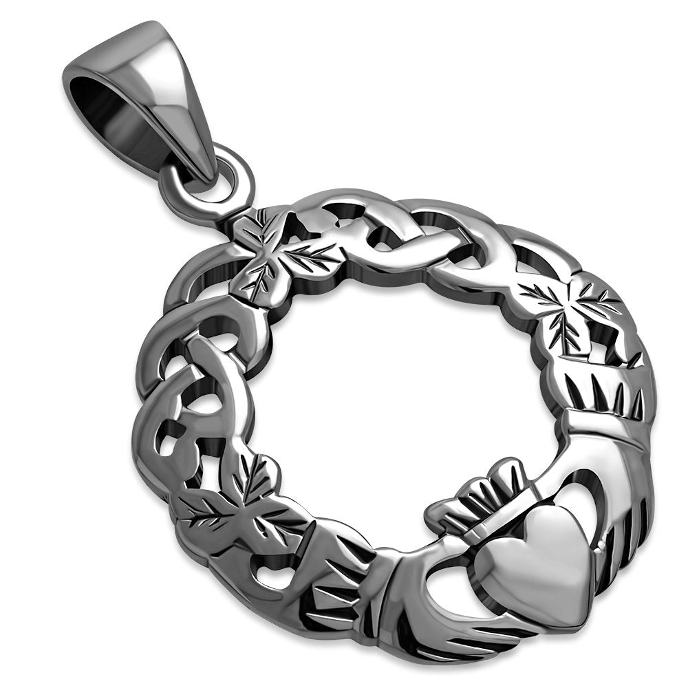 Claddagh Celtic Knot Silver Pendant pn154