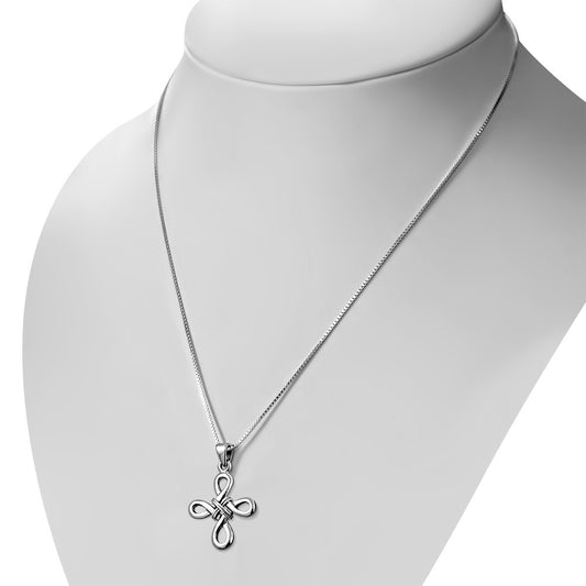 Solid Silver Celtic Knot Cross Shape Pendant