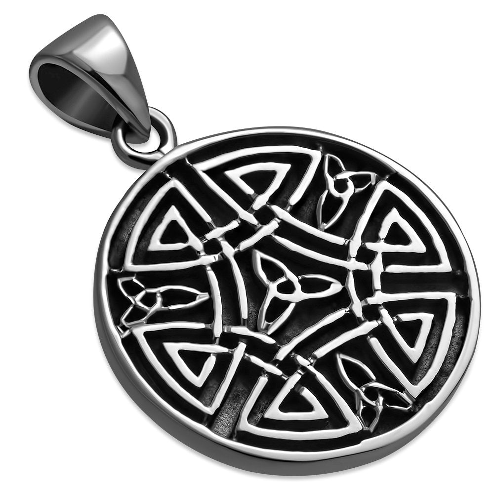 Round Celtic Solid Sterling Silver Pendant