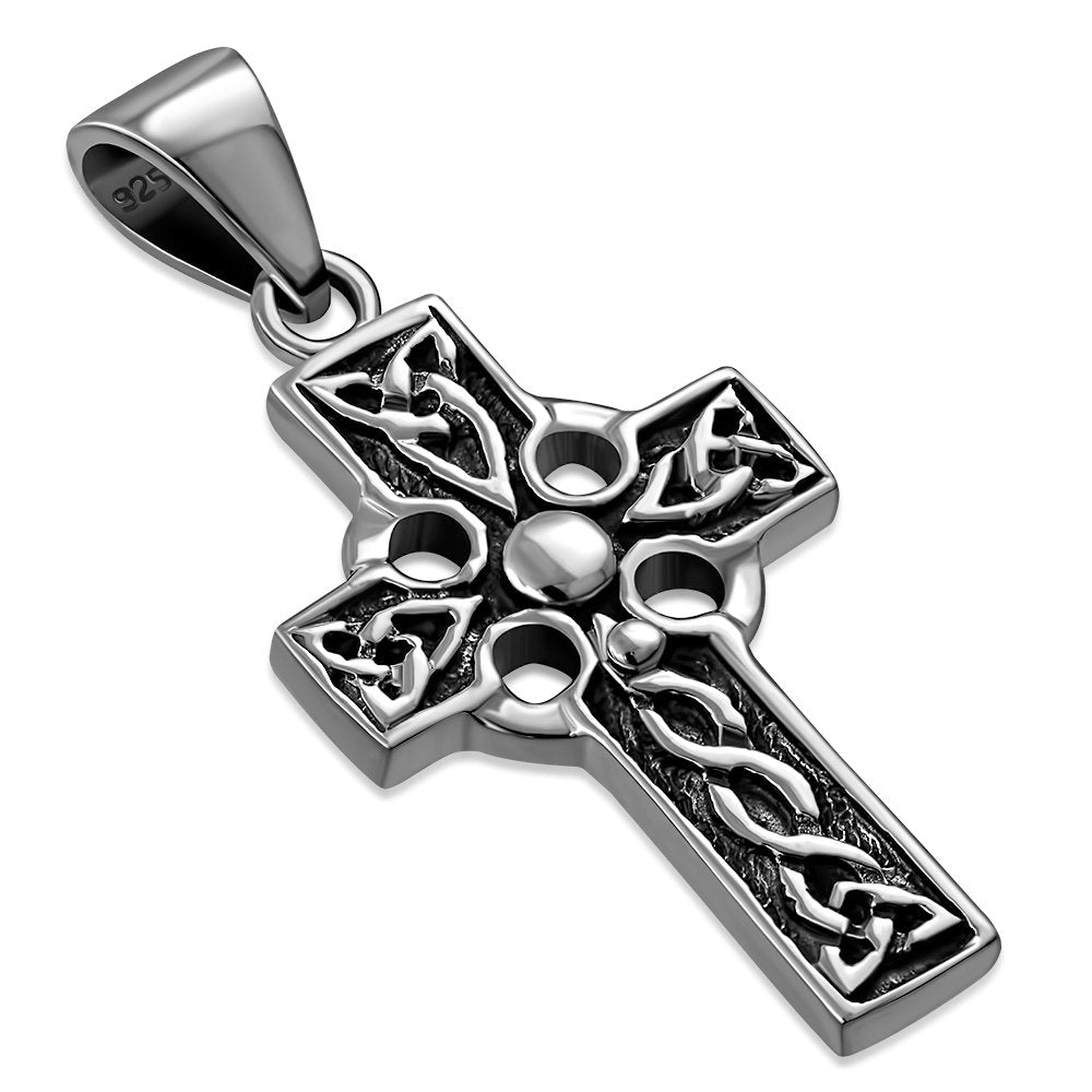 Small Celtic Knot Cross Silver Pendant