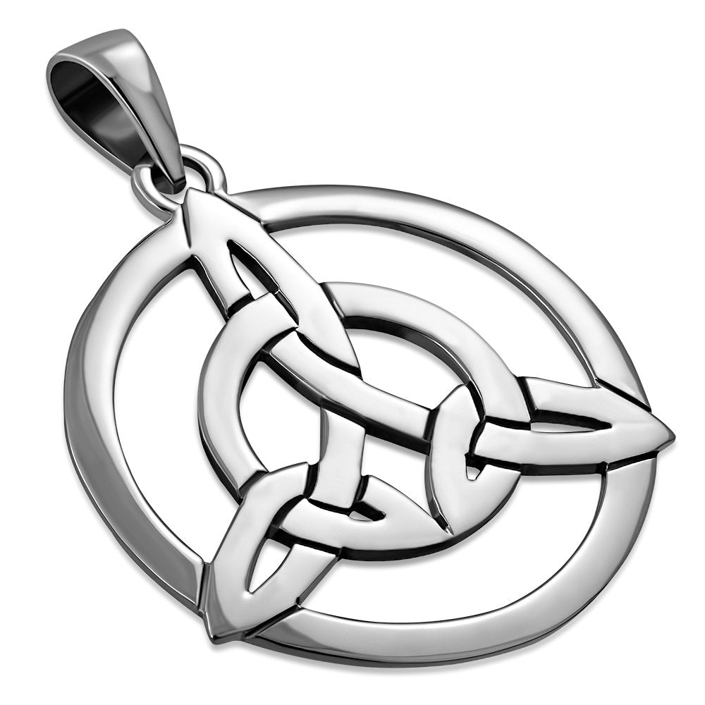 Round Celtic Trinity Silver Pendant
