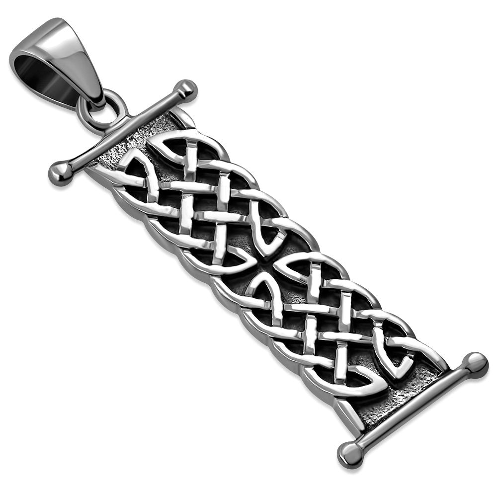 Long Celtic Knot Silver Pendant